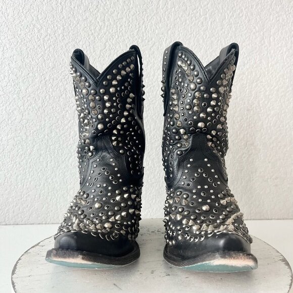 Lane DOLLY Womens Cowboy Bootie 9.5 Black Western Cowgirl Short Boots Bling Stud - Picture 5 of 11